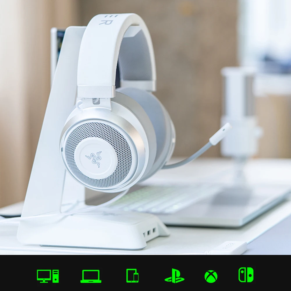 Новинка Kraken Pro V2 прозрачные белые Игровые наушники с кошачьими ушками стерео