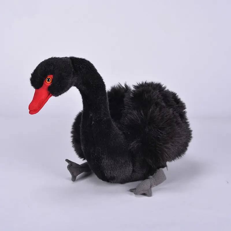 [Funny] Zoo 29cm Simulation Lifelike White swan & black Plush Toys Soft bird Stuffed Animals doll Birthday Gifts For Kids | Игрушки и