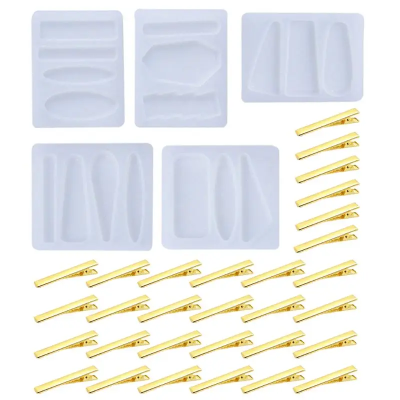 

Crystal Epoxy Resin Mold Hair Clip Barrette Casting Silicone DIY Crafts Mould 83XF