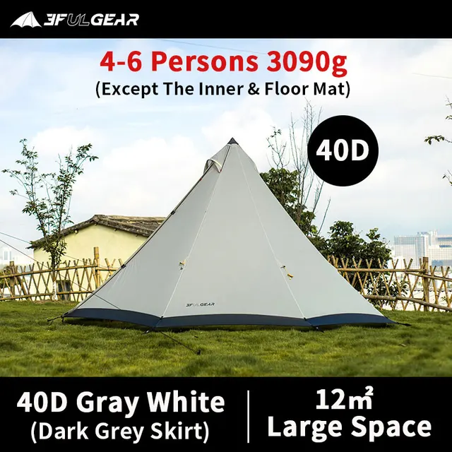 3F UL Pyramid Tipi Tent  4-6 Persons  Tent 40D/210T  2