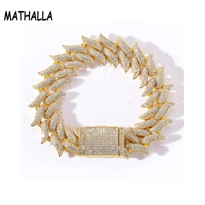 

MATHALLA New 18mm Miami Box Clasp Cuban Chain Bracelet Hip Hop Pave Cubic Zircon Bracelet Men's Bracelet Hip Hop Jewelry Gift