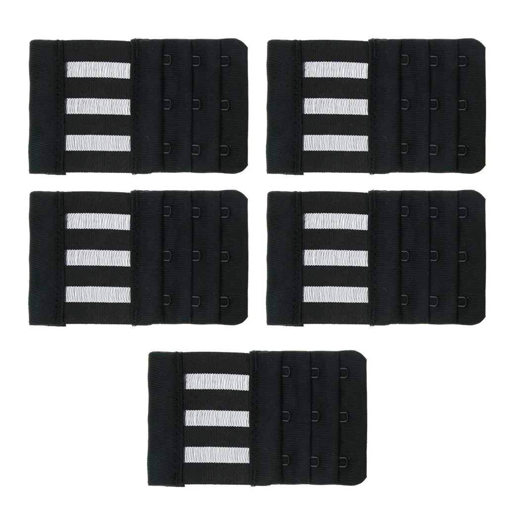 5 Pieces Bra Extenders Womens 3 Hooks 3 Rows Elastic Bra Strap Extension Adjustable Lingerie Belt Buckle Underwear