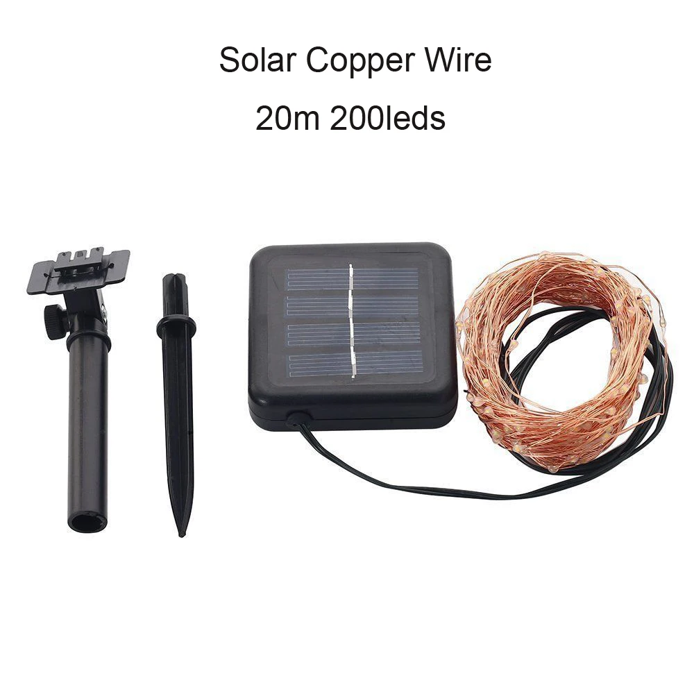 Solar Copper wire Солнечный USB светодиодный светильник s 2 m/5 m/10 m/20 m водонепроницаемый наружный Сказочный светильник для праздника, Рождества, свадьбы, вечеринки - Испускаемый цвет: Solar Copper wire