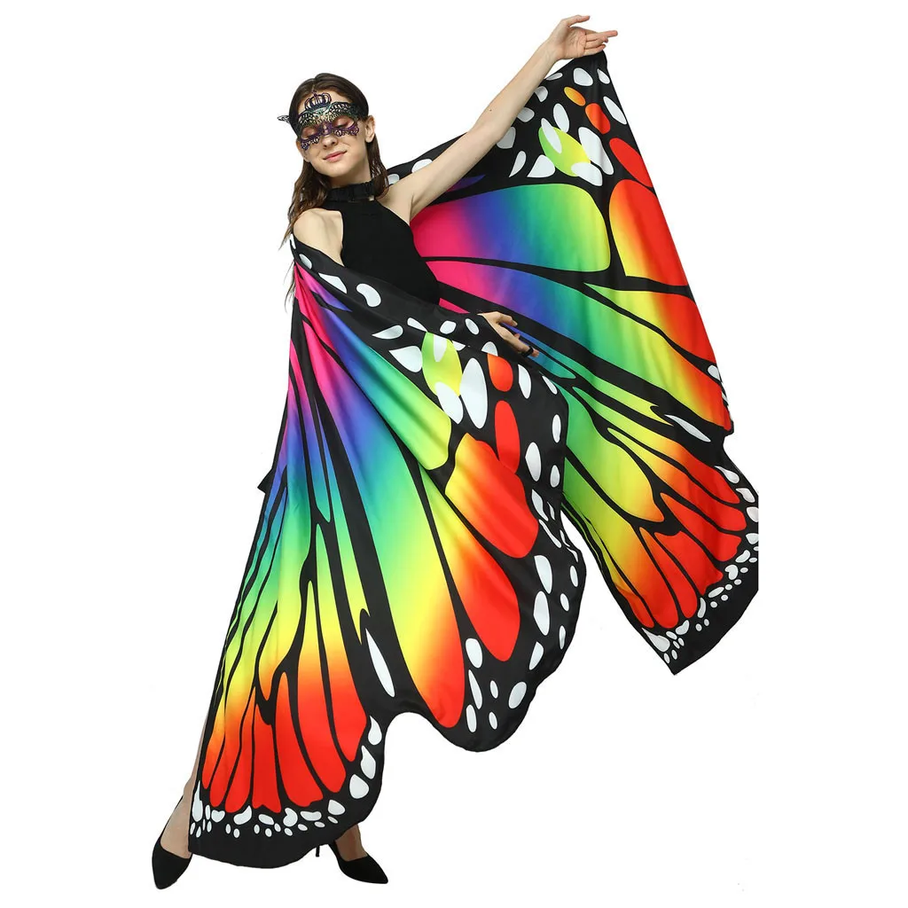 Женский бабочка крыло шаль LadiesCape павлин ткань женский бабочка крыло шаль шарфы женские Нимфа пончо костюм аксессуар