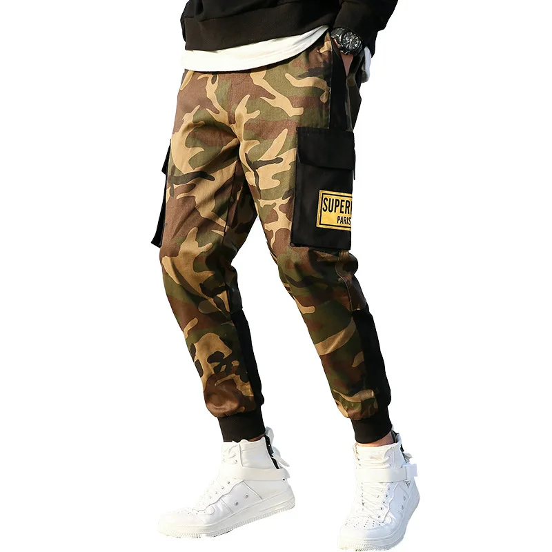 70% OFF 2019 New High Quality Skinny Streetwear Joggers Hip Hop Cargo Military Tactical Camouflage Harem Men Fashion