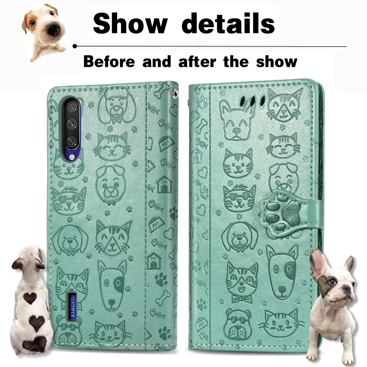 Mi-A3 New Cute Pet Cat Dog Case for Xiaomi Mi A3 Wallet