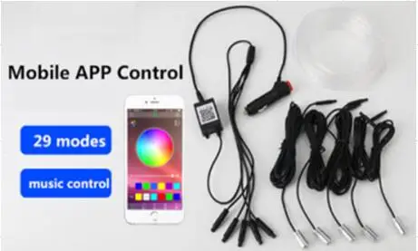 Звуковая активная EL неоновая полоса светильник RGB светодиодный автомобильный интерьерный светильник Многоцветный Bluetooth для управления телефоном атмосферный светильник 12 В для VW Golf - Испускаемый цвет: App control