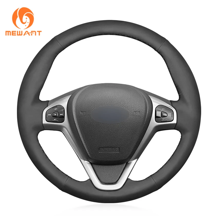 MEWANT Black Suede Steering Wheel Cover For Ford Fiesta Ecosport B-MAX Ka(Ka+) Tourneo Courier Transit Courier
