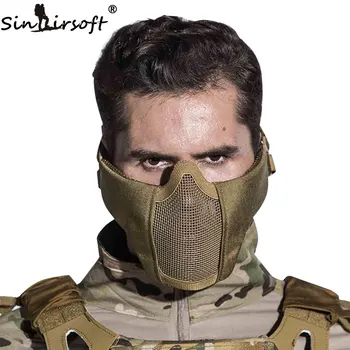 

SINAIRSOFT Tactical Airsoft Mask Helmet Half Lower Face Metal Steel Net Hunting Protective prop for Paintball Party Mask CS