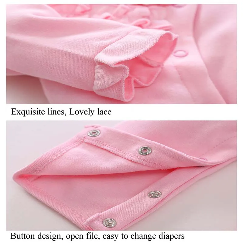 Одежда для новорожденных девочек хлопковые весенне-Осенние Комбинезоны принцессы кружевной комплект одежды для маленьких девочек, комбинезон+ цветочные шляпы