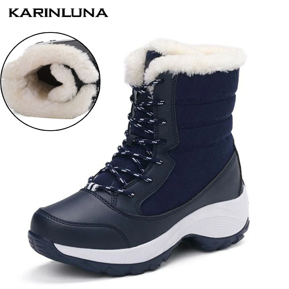 Karinluna/ботинки женская обувь нескользящие Водонепроницаемые зимние ботильоны для русской зимы женская зимняя обувь теплые меховые ботинки