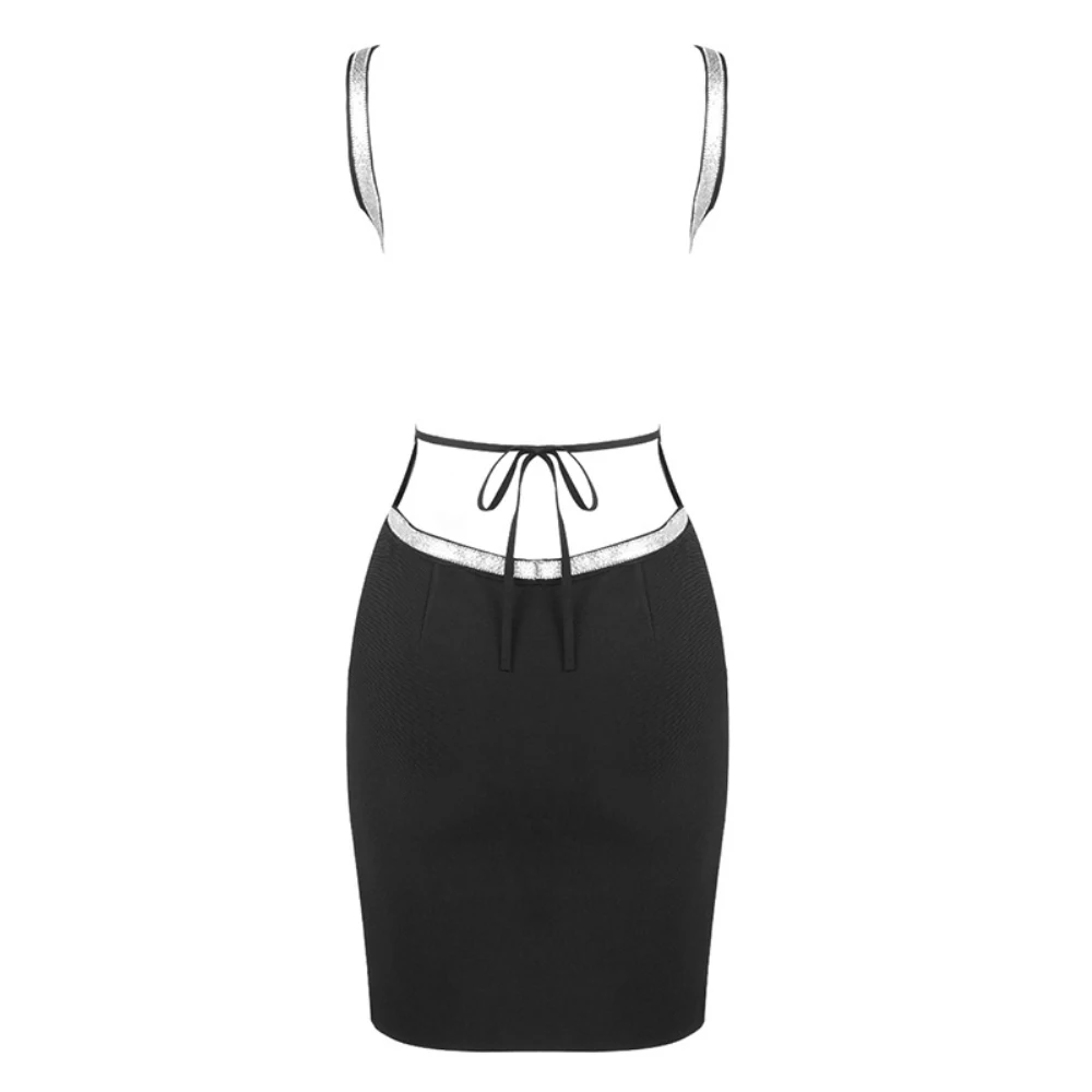 Новинка, летнее женское облегающее Бандажное платье, Vestido, элегантное черное сексуальное Клубное платье на бретельках со стразами, вечерние платья знаменитостей