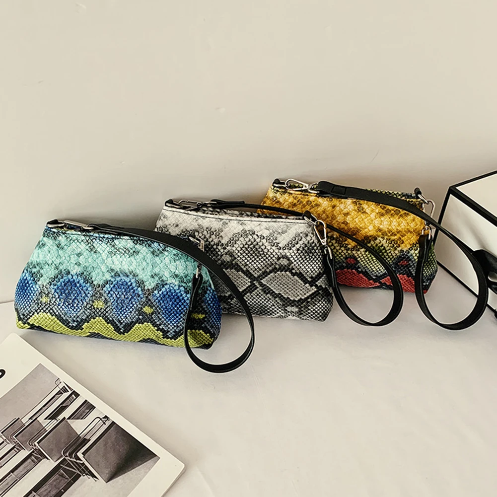 Женская сумка в стиле ретро со змеиным принтом женская из искусственной кожи с