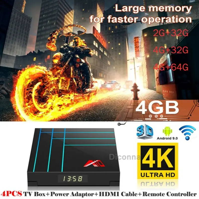 Smart TV BOX RK3318 Android 9.0 4K Wifi Media player Fast Set top Box 4G 64G