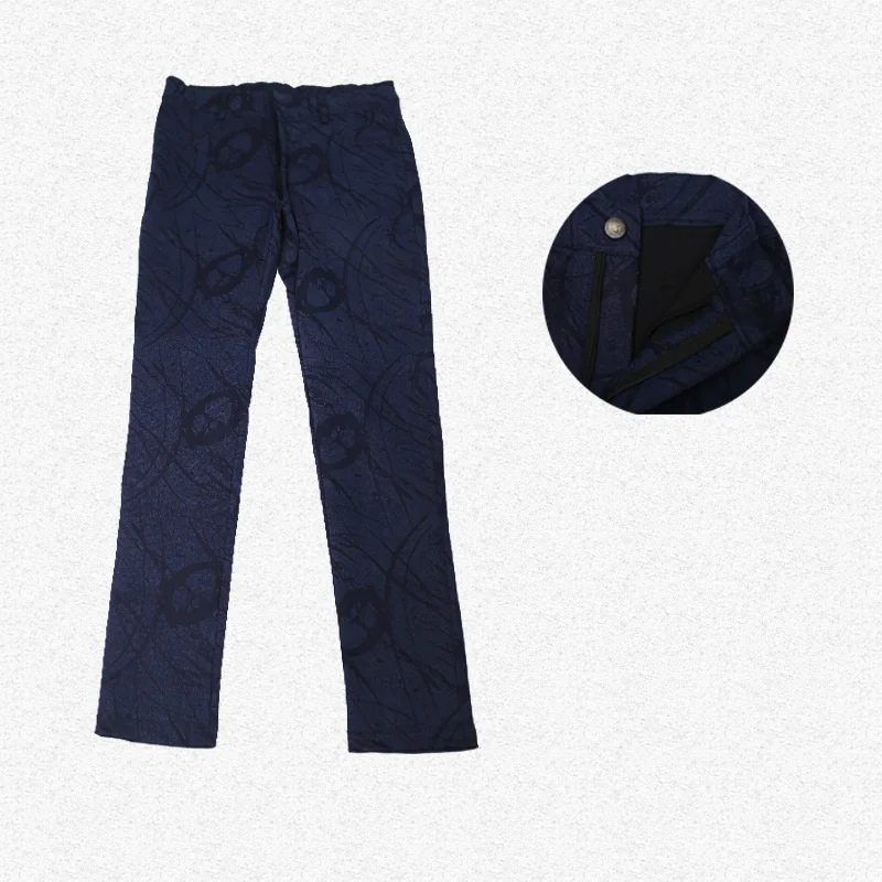 Men Sexy Pants Denim Patterned Skinny Trousers Slim Tight Straight Legs Stretchy Stylish