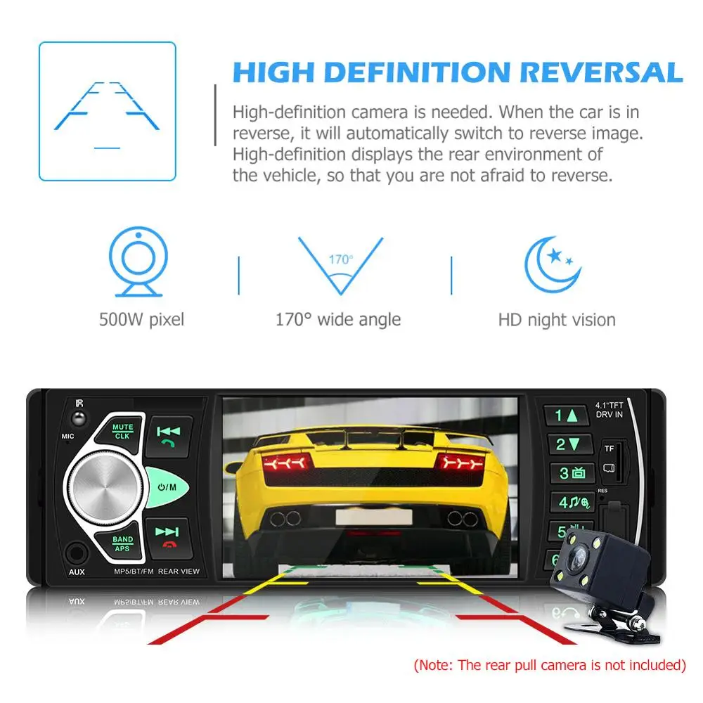 Авторадио 4022D-b 1 din MP5 плеер автомобильное радио аудио стерео USB AUX FM радио станция Bluetooth Камера заднего вида дистанционное управление