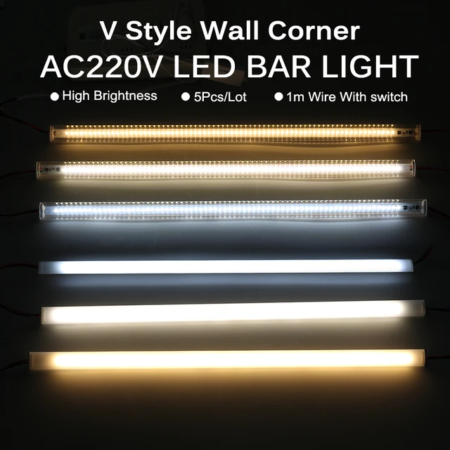 Barra a LED a forma di V 220V 50cm 72LED angolo a parete tubi a LED cucina  sotto la luce dell'armadio 1-6 pezzi Set - AliExpress