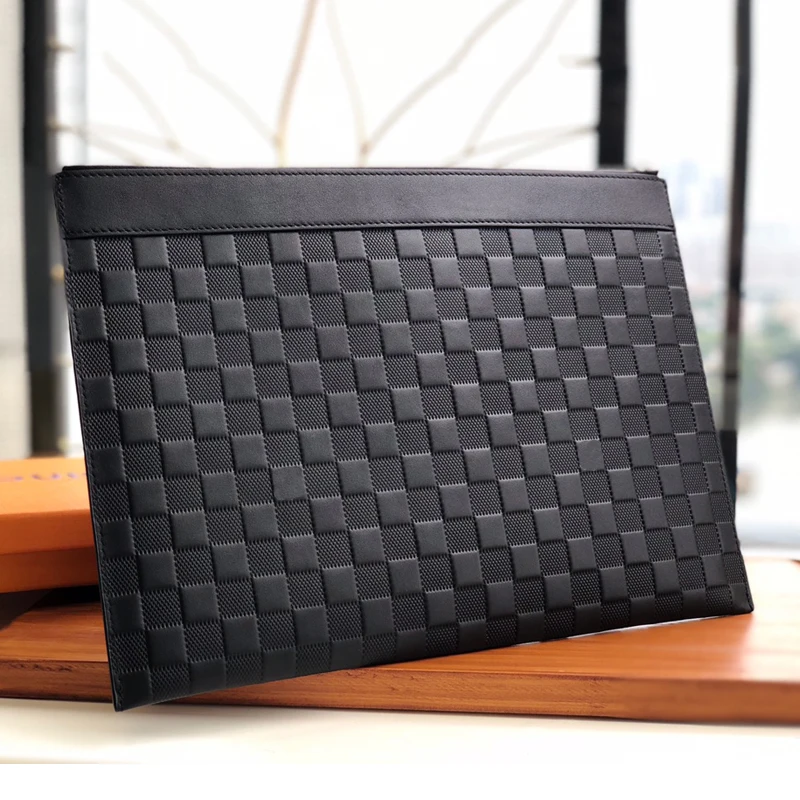 

Luxury 100% Genuine Leather Men Monogram Clutch Bag Famous Top Quality Large Capacity Soft Leather Purses For Men Shoulder Bags