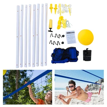 

Volleyball Net Set Badminton Excercise Summer Beach Portable Outdooor Sports Mesh Tennis Quickstart Foldable Adjustable Height