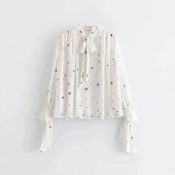 

Hchenli Brand 2019 Women Star Printing Shirt White Black Blouse Wholesale