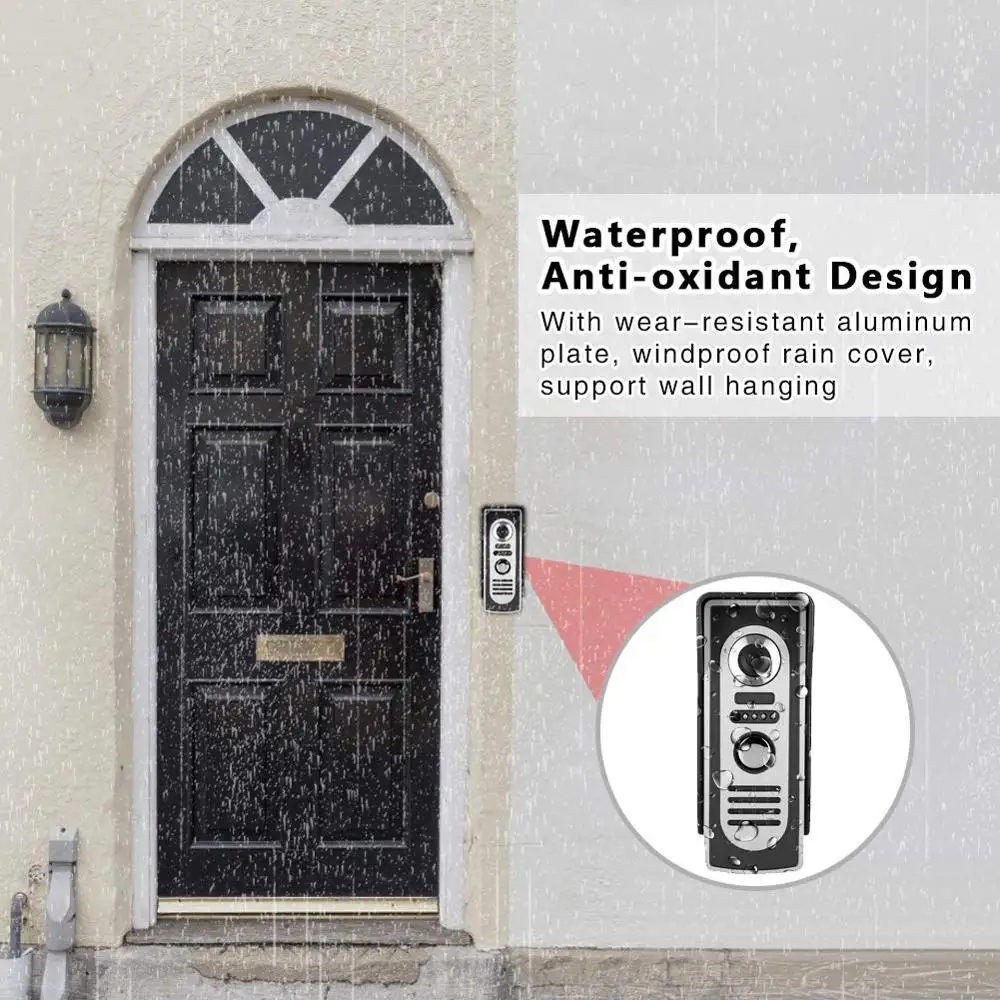 New 7 inch Monitor Video Door Phone Doorbell  Video Intercom System With 700TVL Outdoor IR Camera IP55 Door Phone Intercom