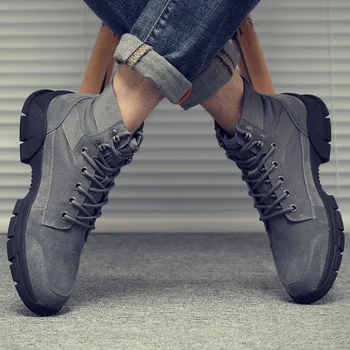 

Mens New Style Spring Autumn Winter Fashion Man Genuine Leather High Upper Martin Working Outdoor Non-slip Boots