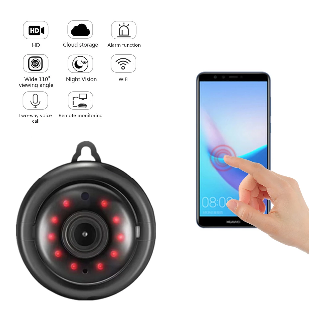 

Mini Camera IP Camera WiFi Camera Mini Camera With Infrared Night Vision 2-Way Audio Motion Tracker CCTV Home Security