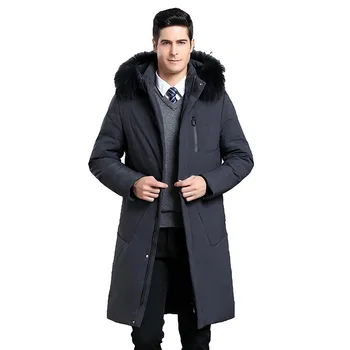 

Luxury Duck Down Men Jacket Thick Winter Coat Long Warm Seniors Overcoat Loose Outerwear For Prevent Extreme Cold RU Weather