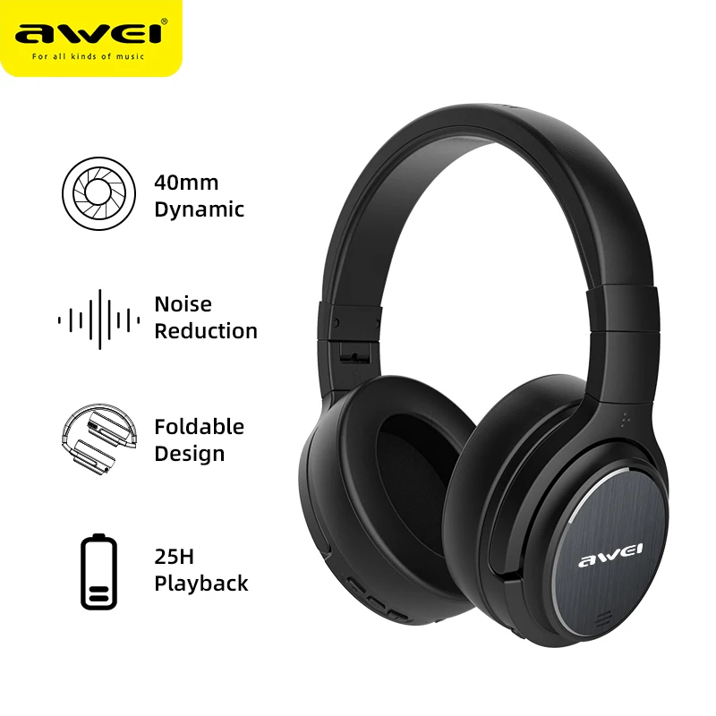 AWEI A950BL ANC Bluetooth 5 0 наушники с шумоподавлением Глубокий бас HiFi Водонепроницаемая
