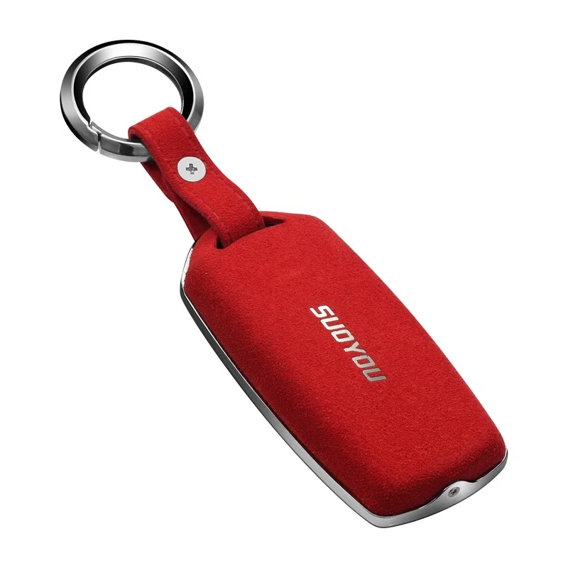 Чехол для автомобильного ключа, чехол, набор, подходит для Volkswagen Touareg, 3 кнопки, умный ключ, защитный корпус, аксессуары для автомобильных ключей, крышка - Название цвета: Красный