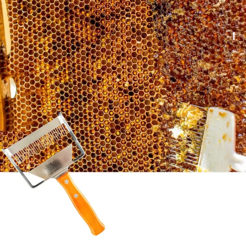 Расширенная вилка инструмент для пчеловодства из нержавеющей стали мед гребень мед скребок с деревянной ручкой портативный