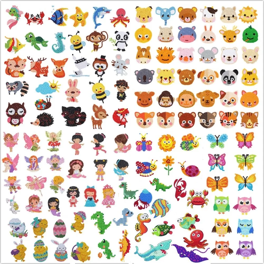 Алмазная 5D картина для творчества детей Мультяшные животные Детские алмазные