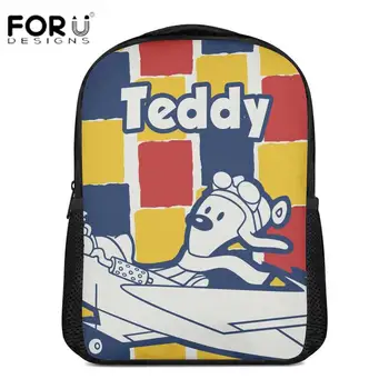 

FORUDESIGNS 12Inch Kids Toddler Backpack MR Bean Teddy Print Cartoon Felt &Canvas Bags For Boys Girls kindergarten Rucksuck New