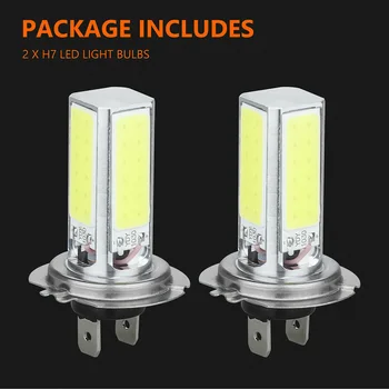 

2pcs Universal H7 COB LED Fog Light Headlight Bulbs Kit Super Bright Long Life Low Fuel Consumption White DRL 80W 6000LM 6000K