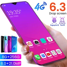 Teléfono móvil con pantalla grande de 6,3 pulgadas, Smartphone con cámara Dual SIM de 32,0 M, Android, identificación facial, libre, Google Play, regalo gratis
