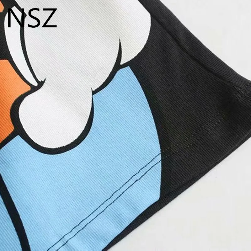 NSZ негабаритная летняя черная футболка женская мультяшная Женская Футболка женская хлопковая футболка с коротким рукавом Топ Camisa Feminina Ropa