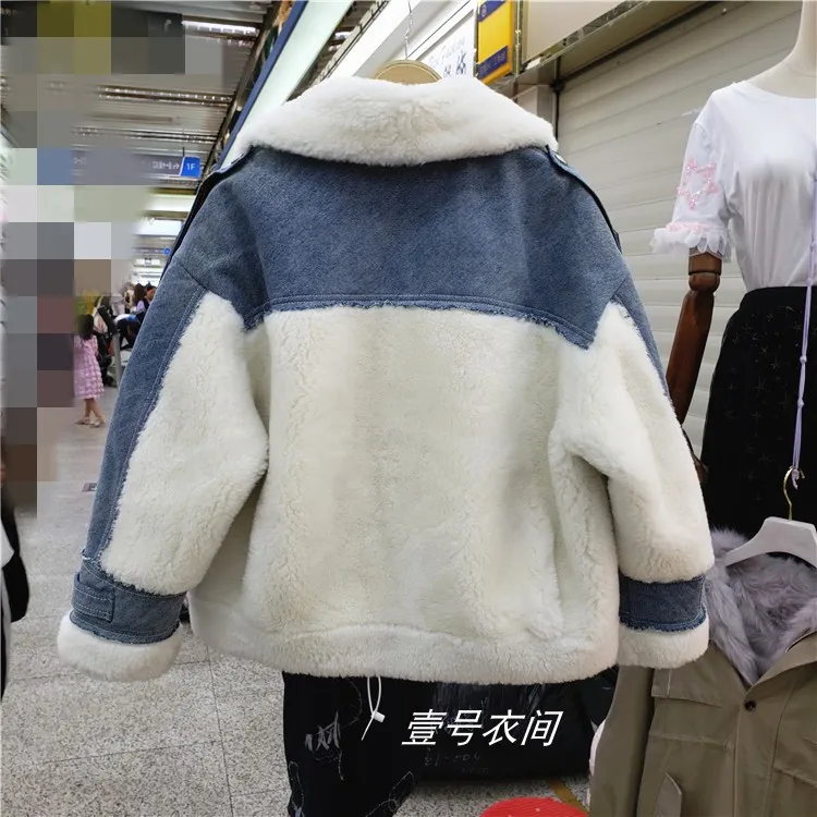 SuperAen, осенняя и зимняя новая плотная куртка для женщин, корейский стиль, женские куртки, сшитые из денима, дикая Хлопковая женская одежда