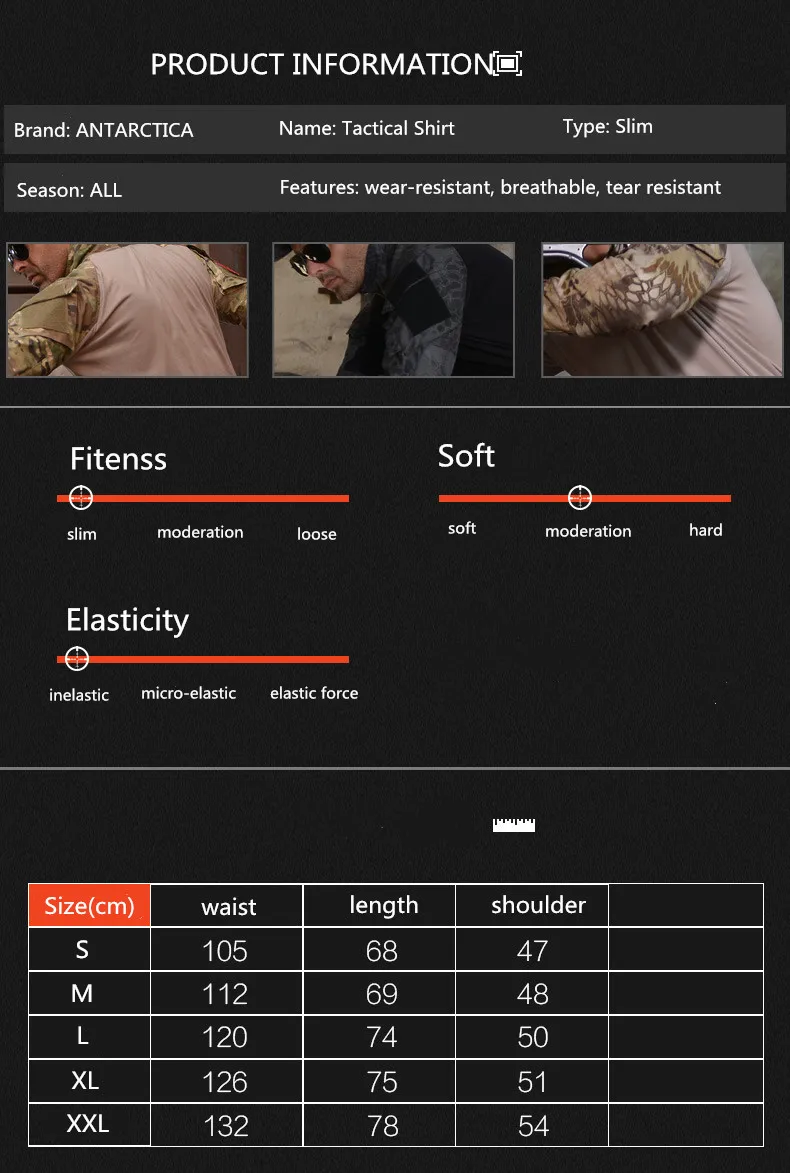 Антарктида камуфляжа Открытый Тактические футболка Для мужчин в Военном Стиле