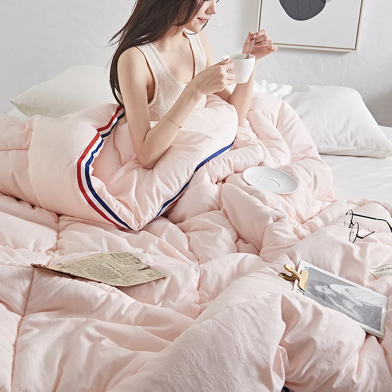 

CF2 High Quality Tencel Washed Silk Quilt Smooth Blankets Solid Comforter Duvet Winter/Summer Breathable And Silky Comforter