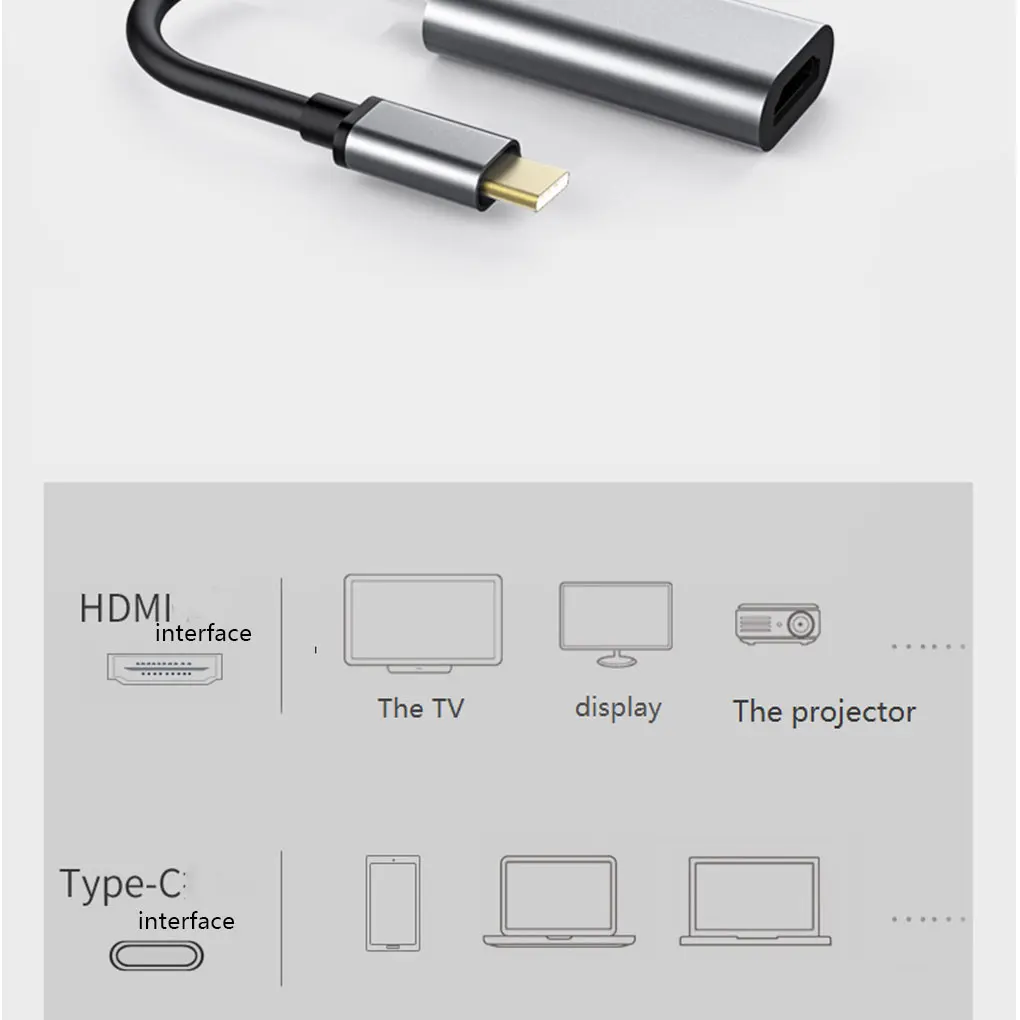 Видео адаптер type-c в HD из алюминиевого сплава USB-C типа телефона ноутбука к HDTV конвертер проектора