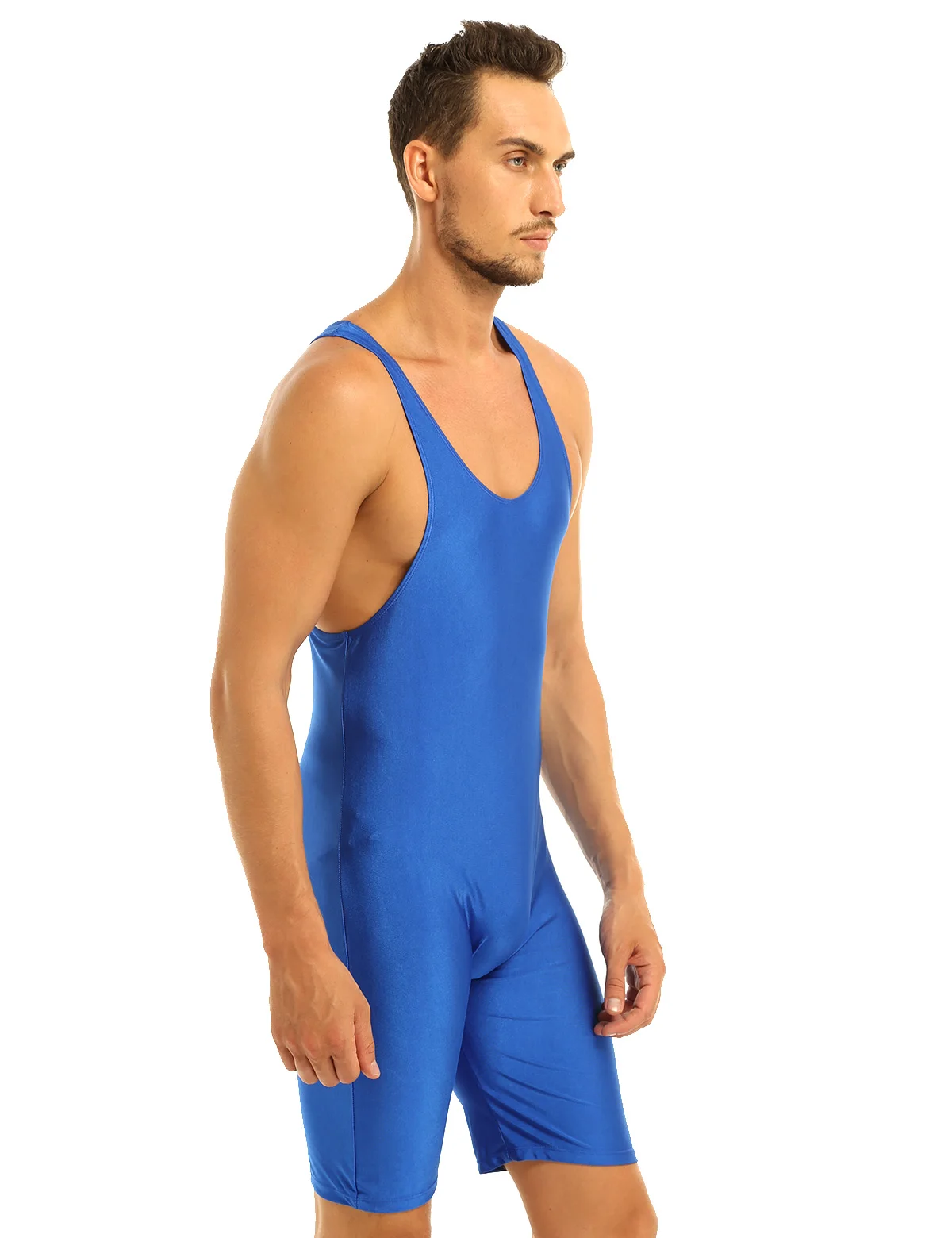 iEFiEL Mens Lingerie One-piece Sleeveless Solid Modified Wrestling Singlet Boxer Briefs Tight Bodysuit Underwear Underpants