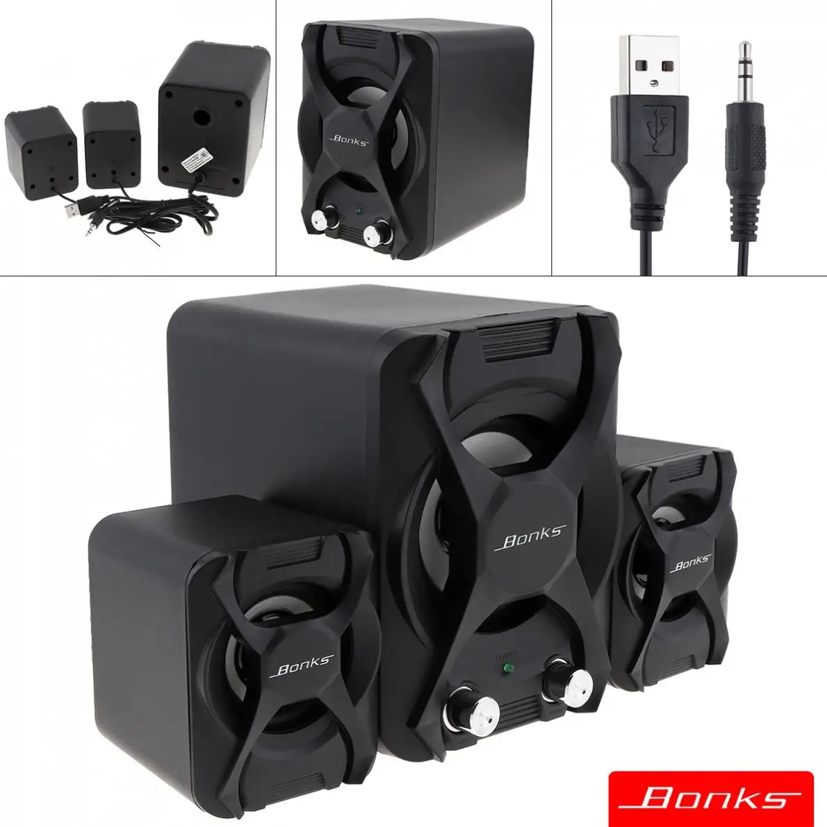 K2 Powerful Bass USB Notebook Stereo Speakers Subwoofer Portable Full Frequency Speaker for Desktop PC Laptop Mobile Phone
