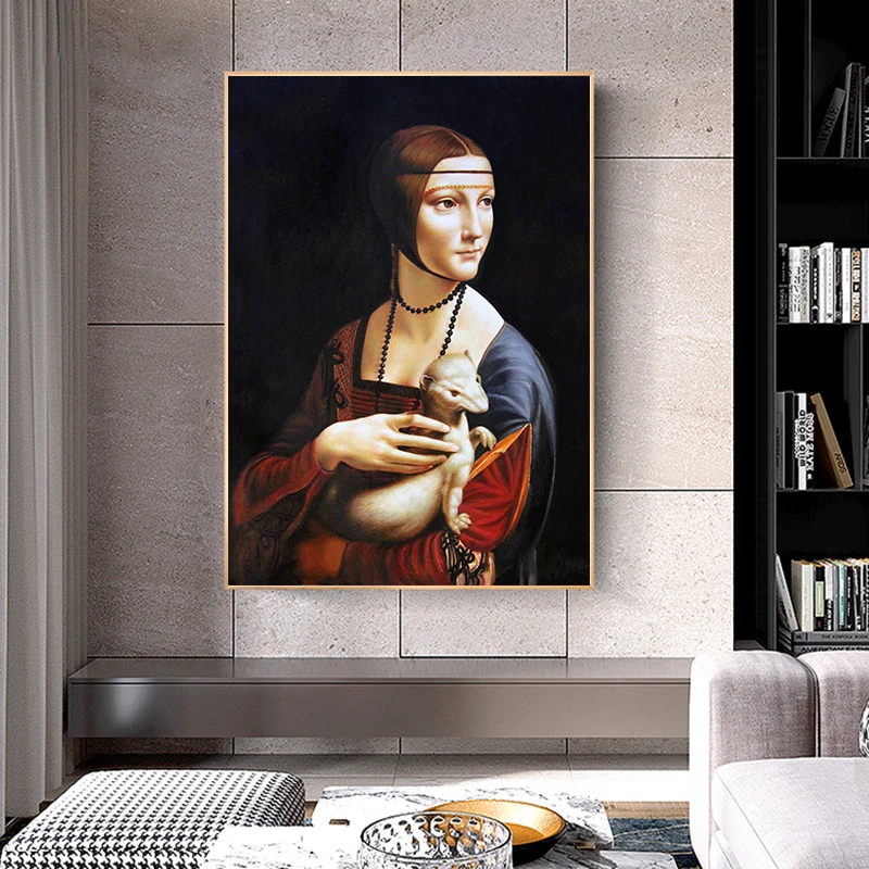 

Canvas Picture The Lady With An Ermine Canvas Art Paintings Reproductions On The Wall Da Vinci Famous Canvas Wall Art Home Decor