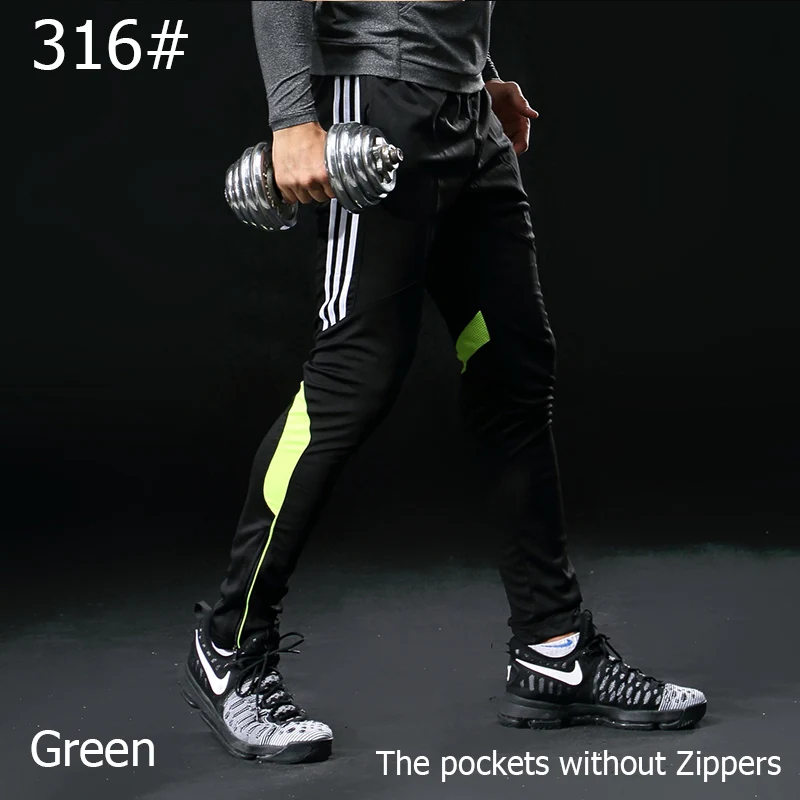 Молодежные леггинсы для спортзала, бега, спортивные мужские штаны с карманами, футбольные тренировочные штаны для бега, фитнес, тренировки, спорт - Цвет: No.316 Green