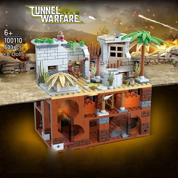 

603PCS New Sale Enlighten Military Tunnel Battle of the Eighth Route Army World War WW2 Model Building Block Children Toys Gift