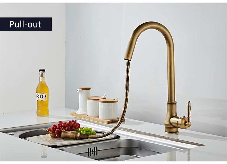 Brass 360 Degree Swivel Water Mixer Pull Down Faucet In 4 Colors