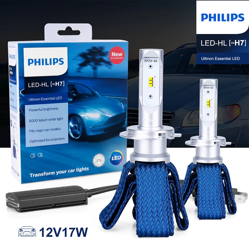 preparar marea Mal Philips bombillas LED H7 para faros delanteros de coche Ultinon Essential,  luces antiniebla blancas de 6000K, luces led nebbia para lámparas de diodo  automático para coches, 2 uds.|Bombillas (LED) de faros delanteros| -