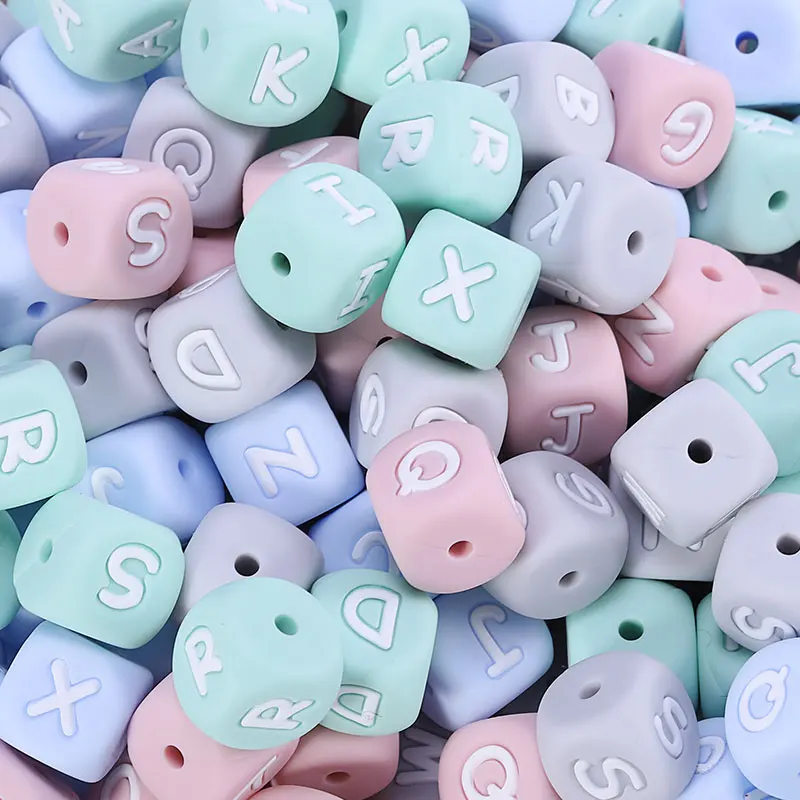 New 100pc Alphabet Silicone Chewing Beads For Teething Necklace Food Grade BPA Free Letter DIY Baby Name Baby Teether