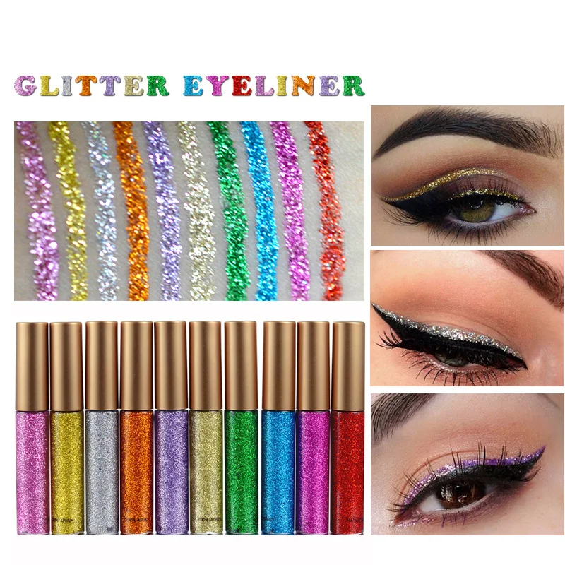 10pcs/set Colorful Liquid Eyeliner Matte Eyeliner pen Bright Glitter Waterproof Long-Lasting Eye Liner Pencil Makeup cosmetics