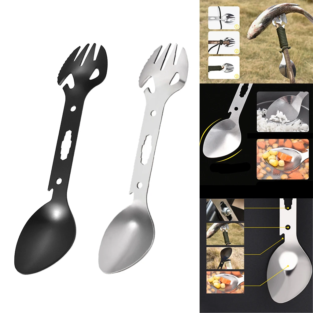 Tableware Spoon Multi Tool Can Opener Flatware Portable Bottle Cutlery Multitool Camp Utensil Fork Spork Stainless Steel Picnic